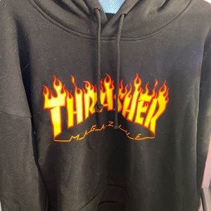 Black Thrasher Crop Hoodie